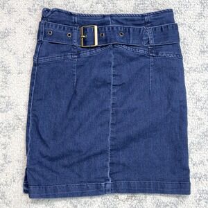 Free People Skirt Women's Size 0 Denim Belted Mini Pencil Casual Weekend‎
